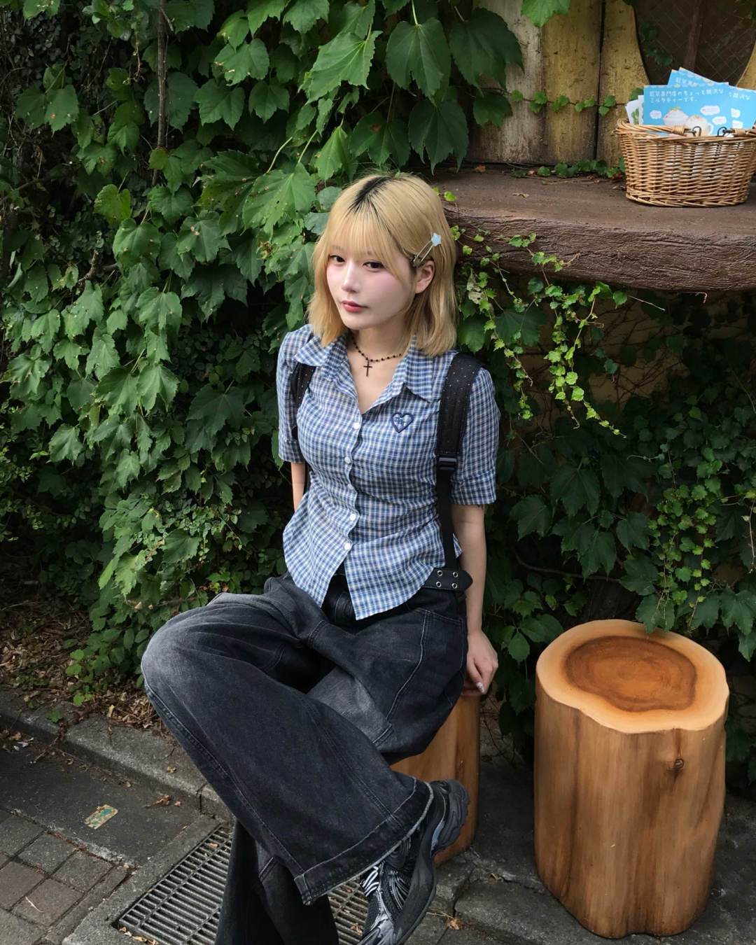 カジュアルチェックロゴシャツ MM1048