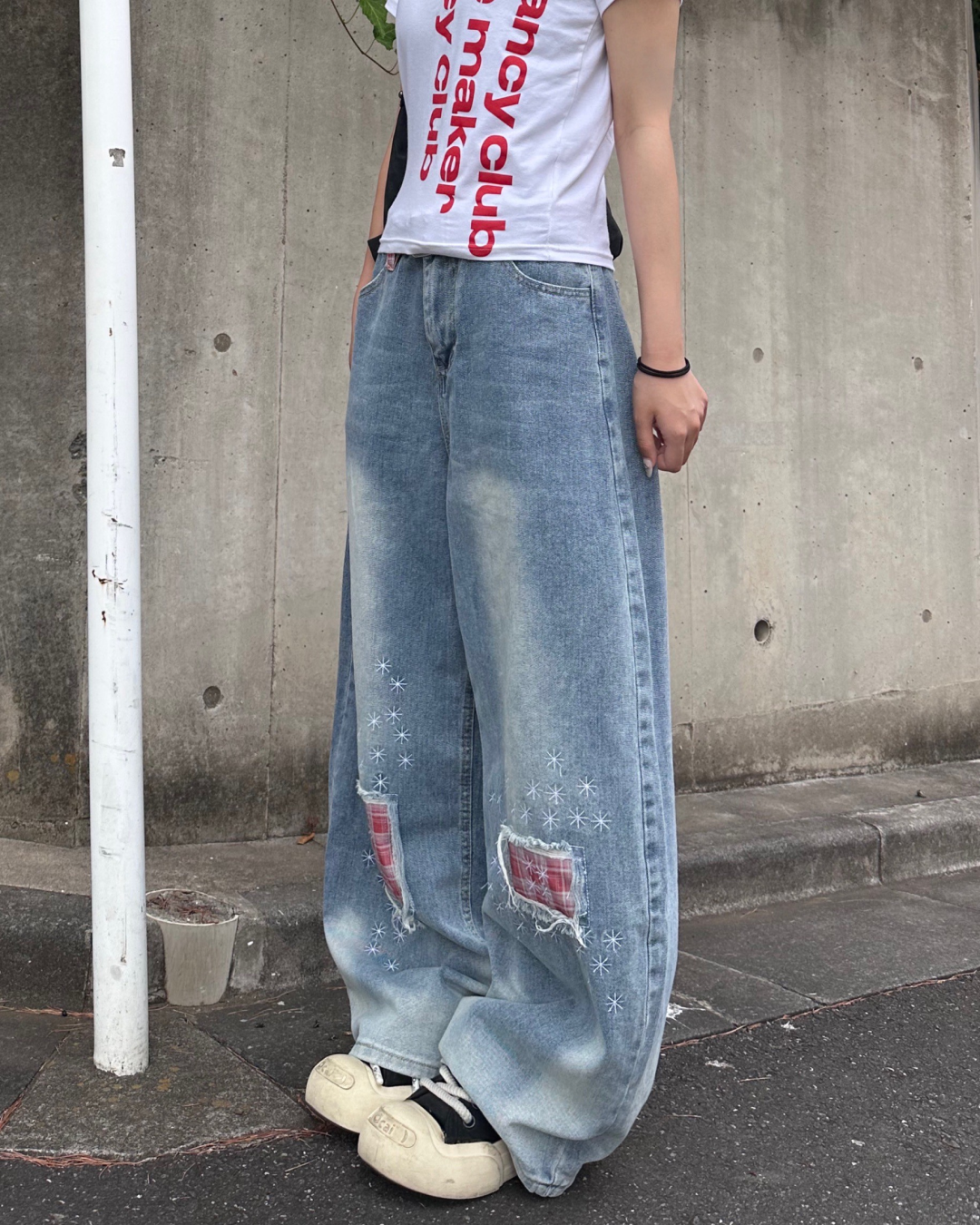 パッチワークデニムパンツ MM1088
