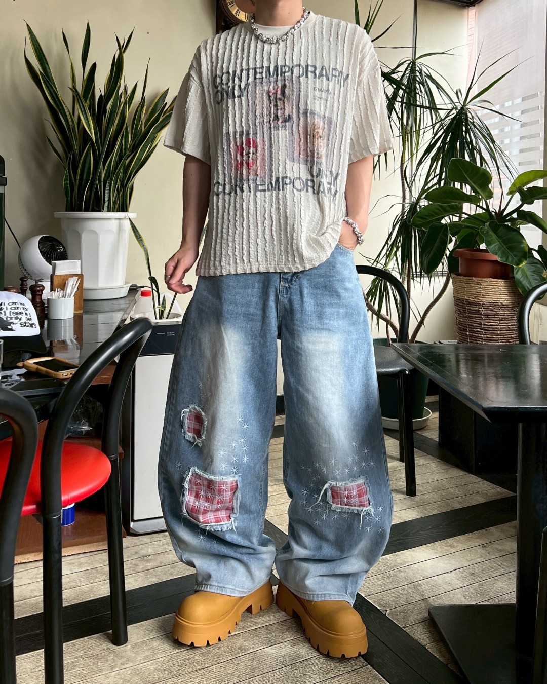 パッチワークデニムパンツ MM1088