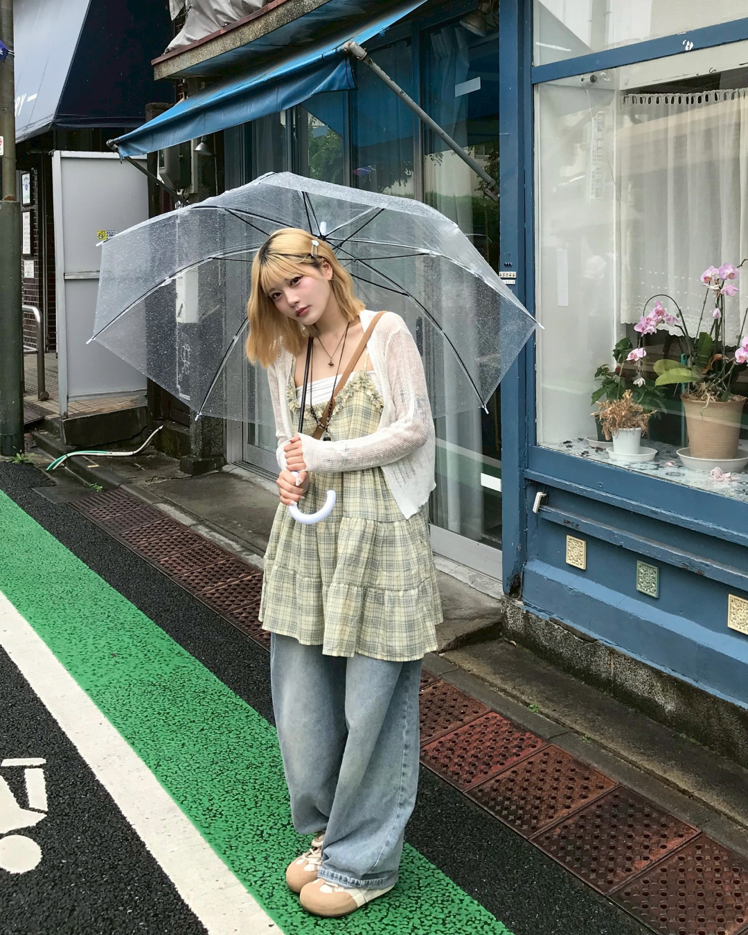 チェック柄フリルワンピース MM1095