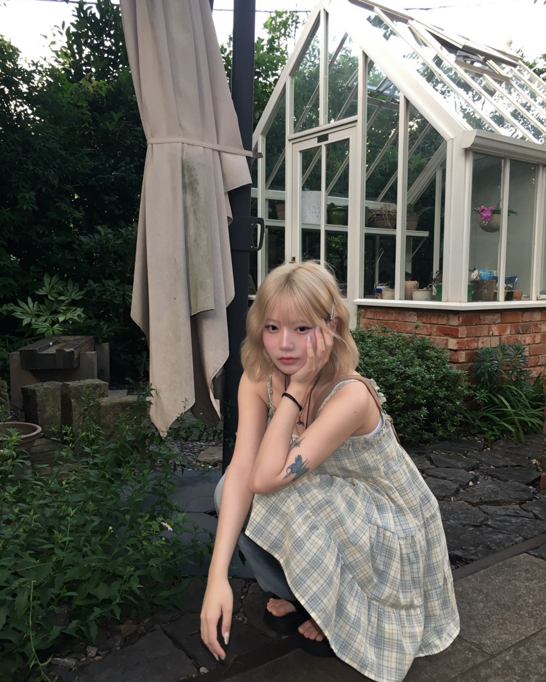 チェック柄フリルワンピース MM1095