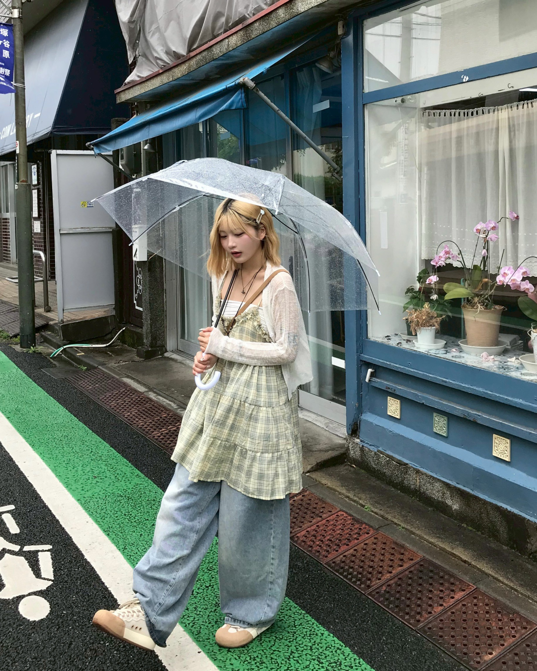 チェック柄フリルワンピース MM1095