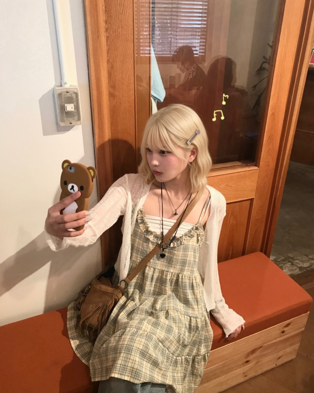 チェック柄フリルワンピース MM1095