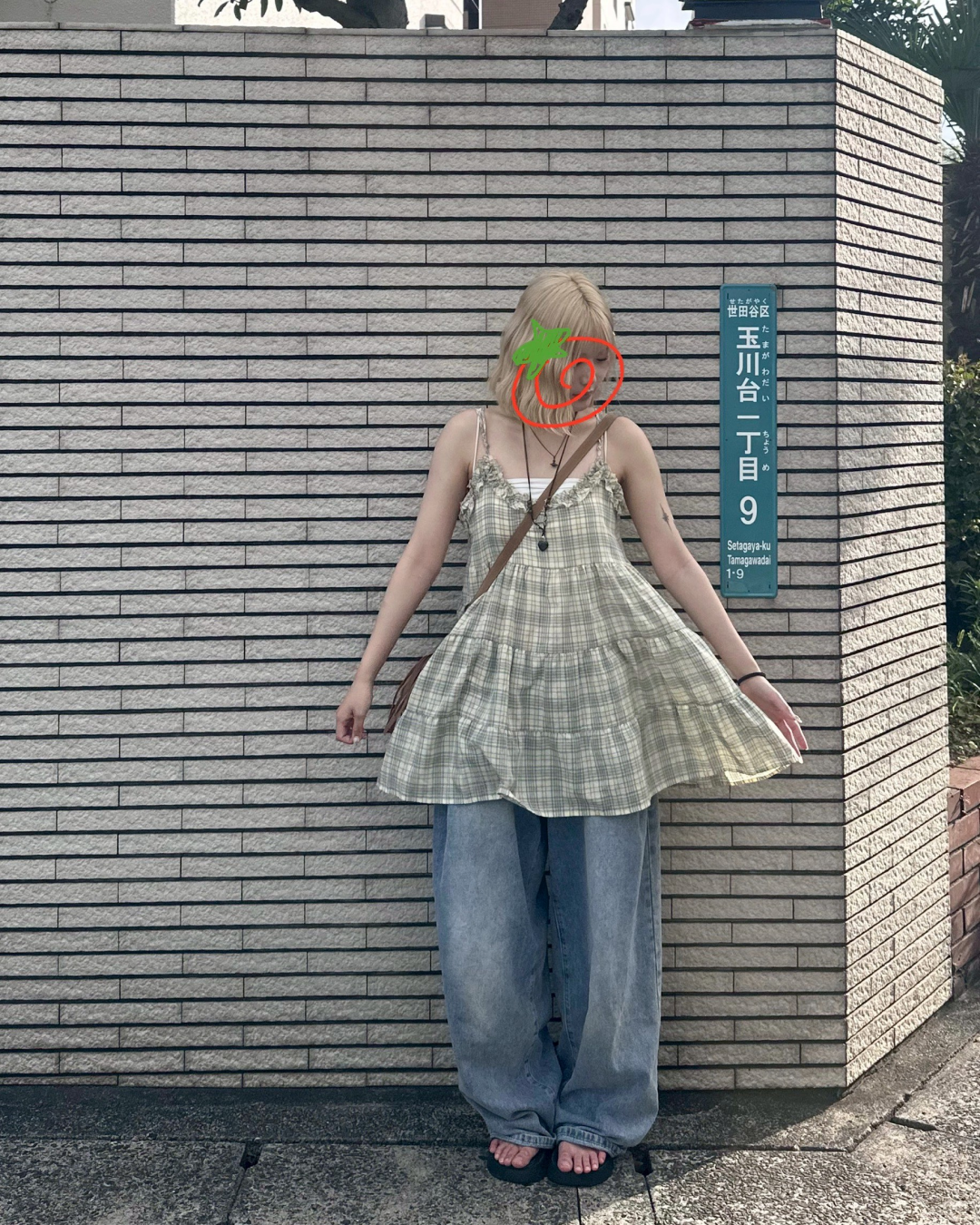 チェック柄フリルワンピース MM1095