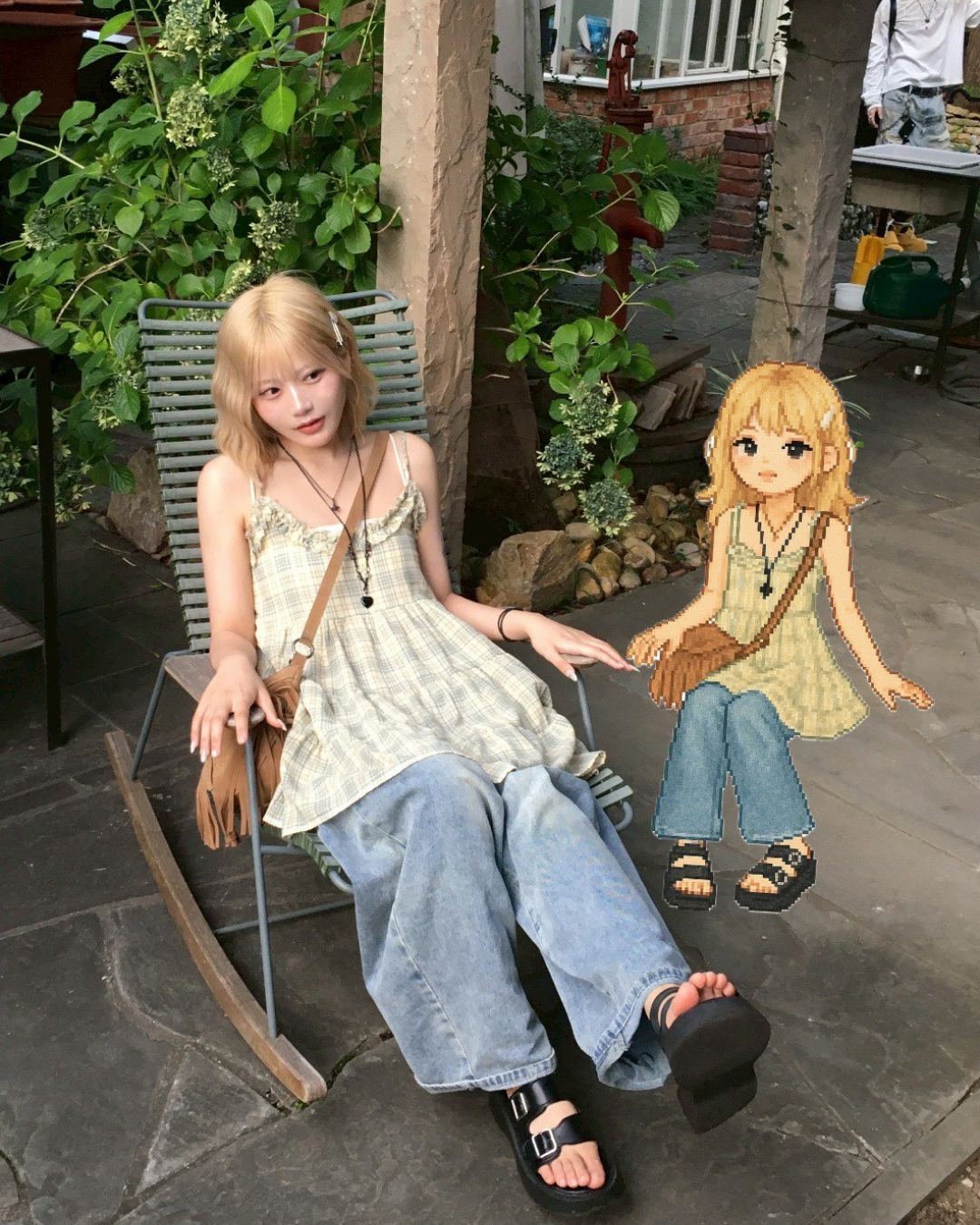 チェック柄フリルワンピース MM1095