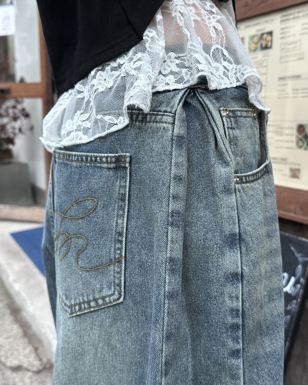 サイドデザインウォッシュデニム MM3001