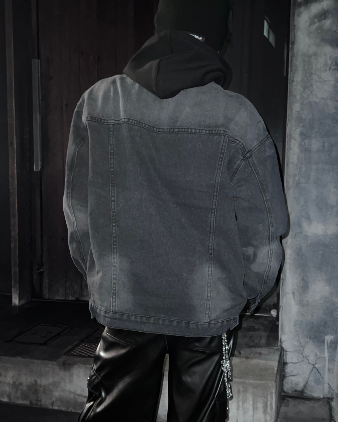 Washed black denim jacket MO0011