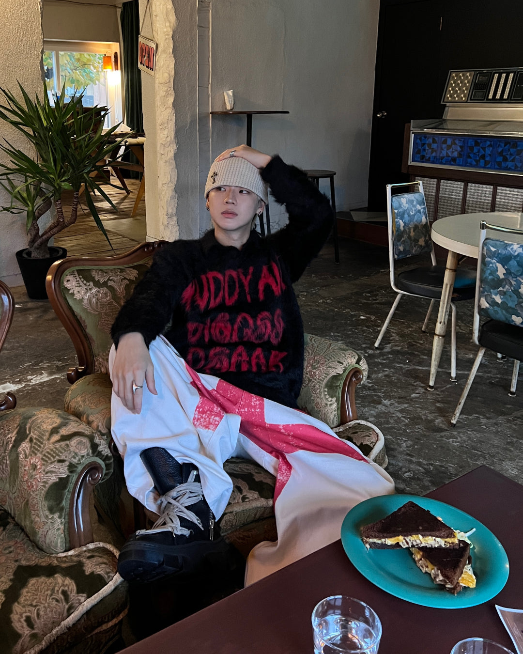 【即納】ロゴシャギーニット MO0034