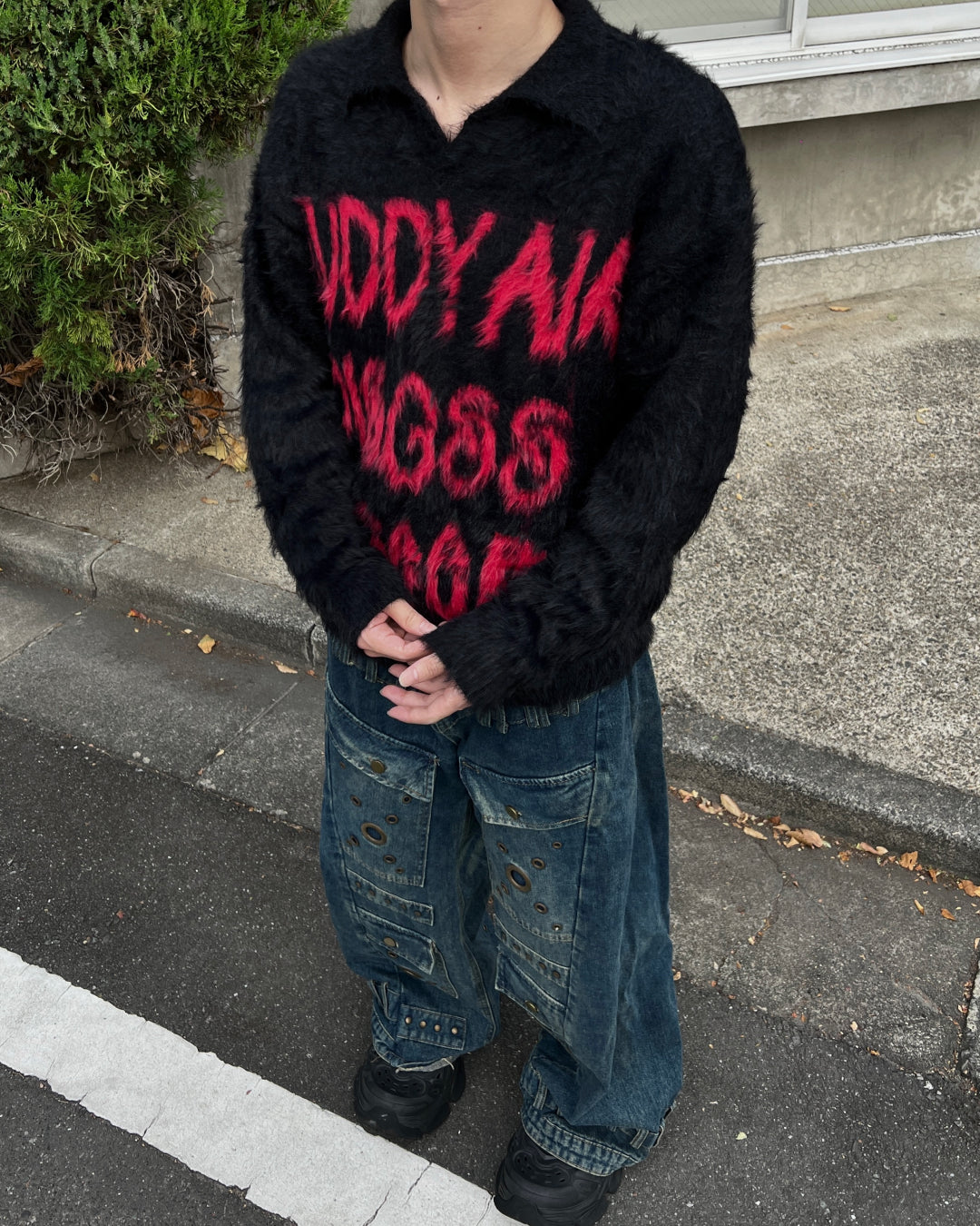 ロゴシャギーニット MO0034