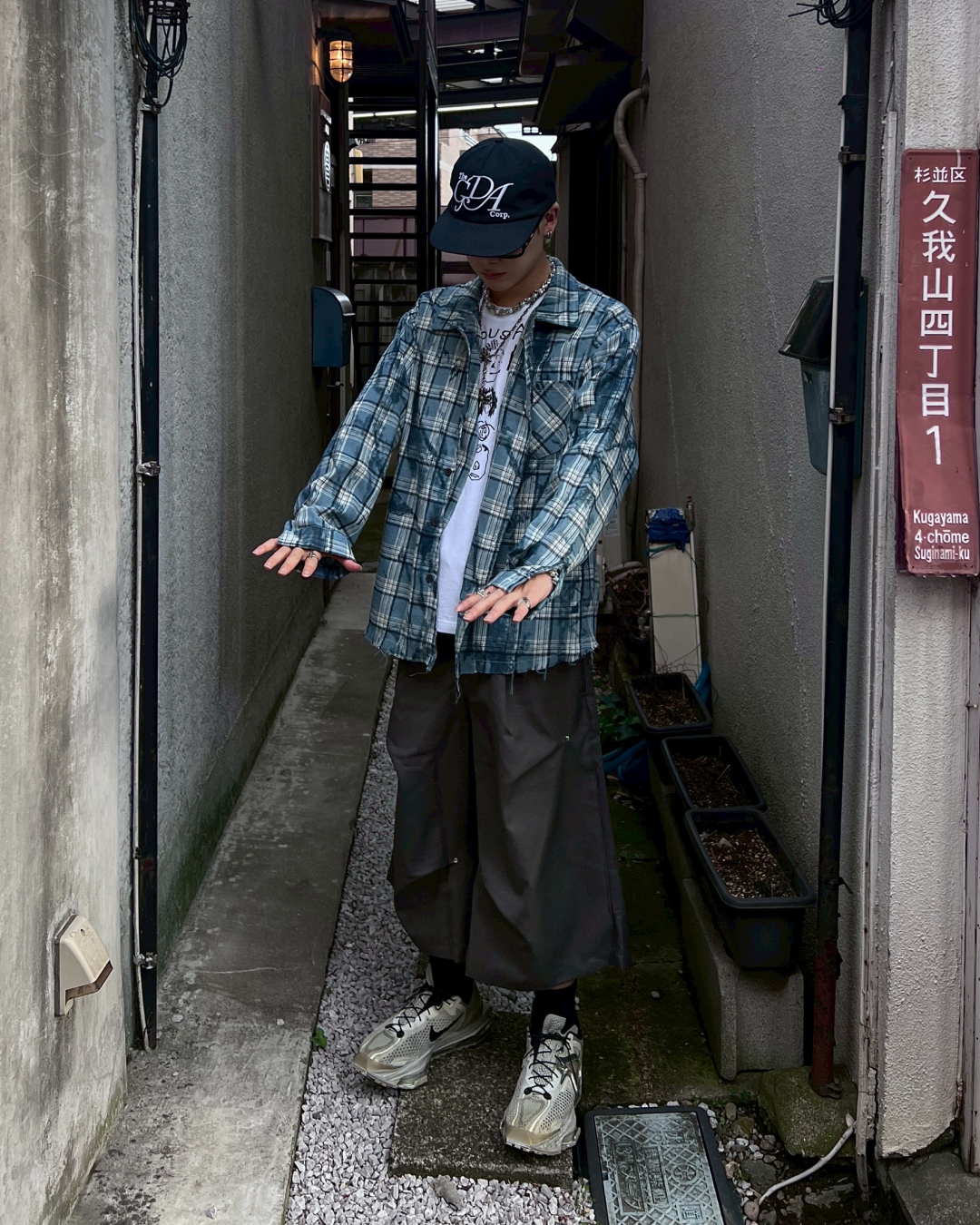 ブリーチ加工チェックシャツ MO1028
