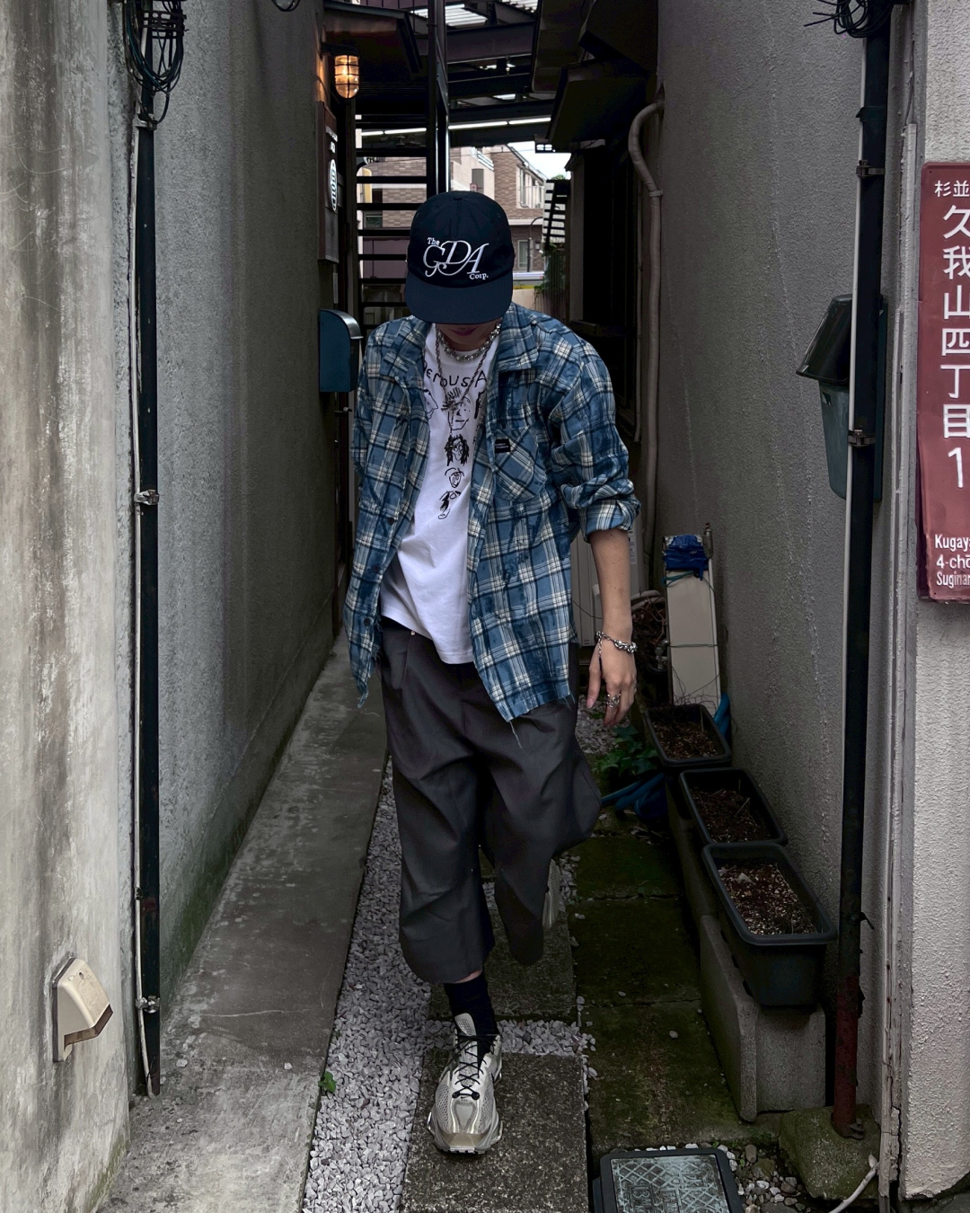 ブリーチ加工チェックシャツ MO1028