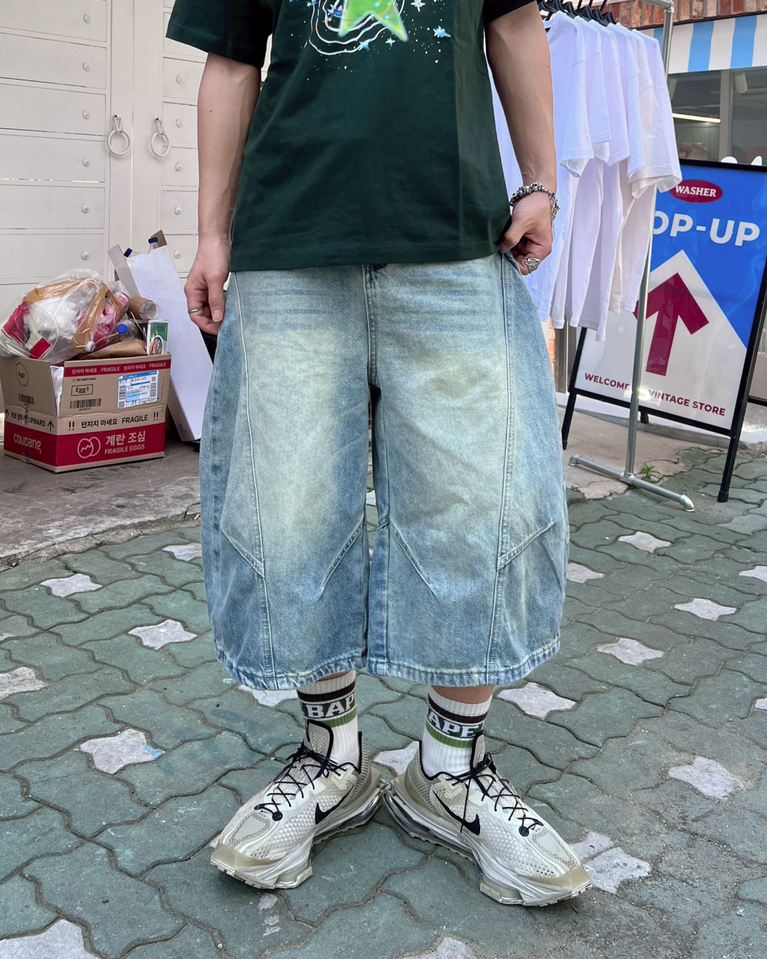 クロップドバルーンデニムパンツ MO1030