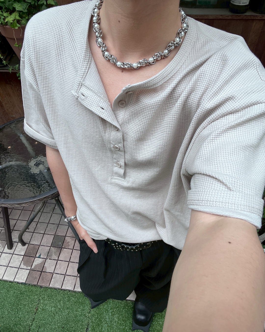 ヘンリーネックサーマルTシャツ MO1066