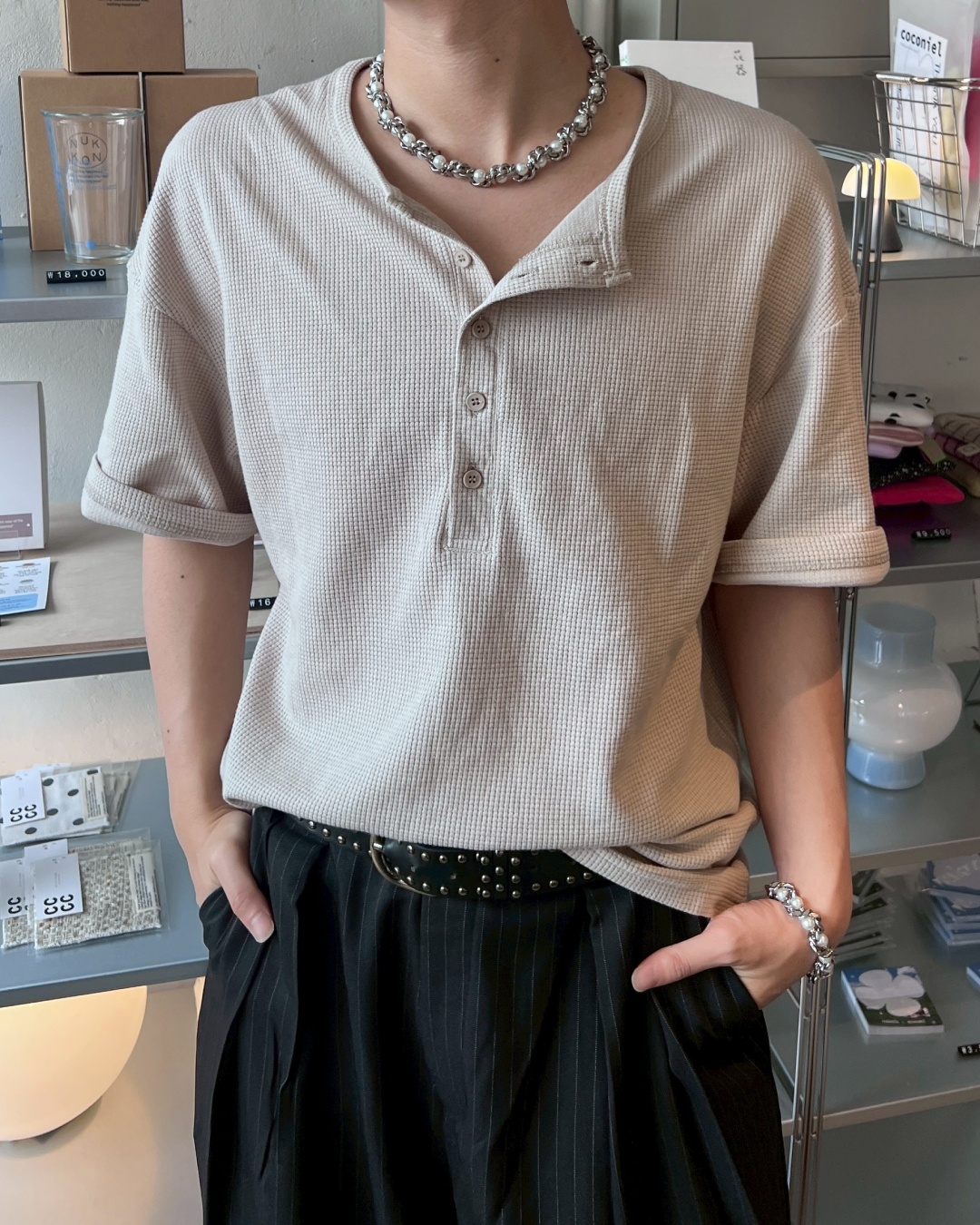 ヘンリーネックサーマルTシャツ MO1066