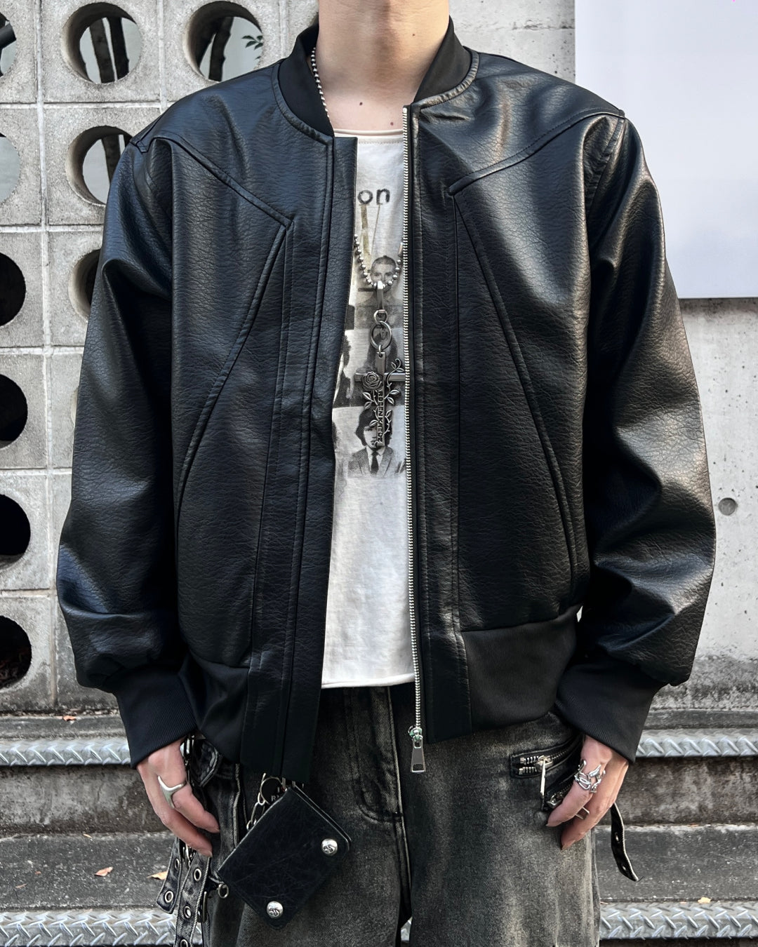 PUレザーMA1ジャケット MO1214