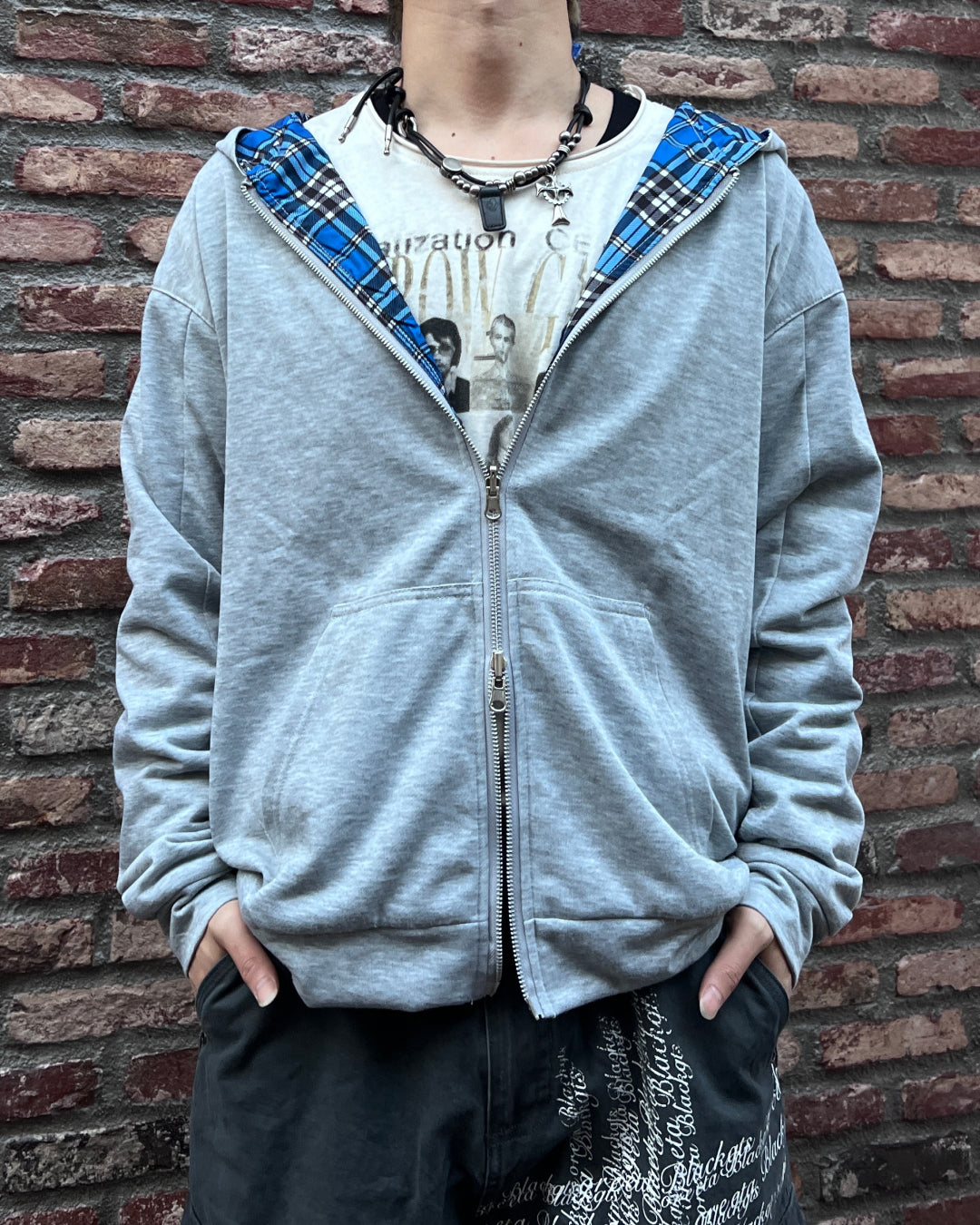 ダブルジップインナーチェックパーカー MO1228 – YOLO（ヨロ