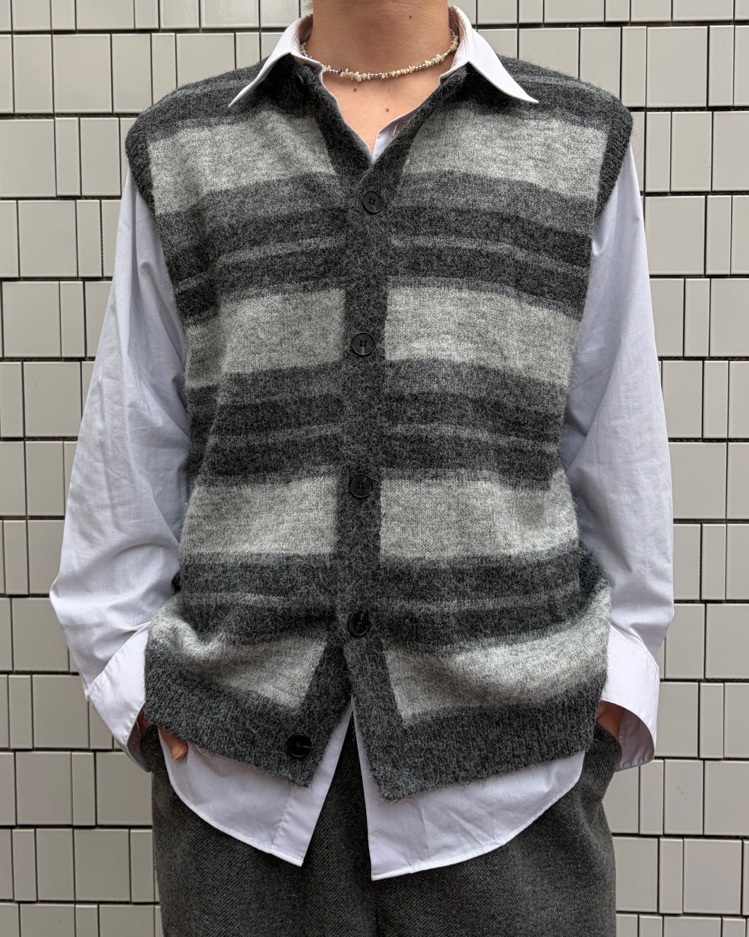 ニュアンスボーダーニットベスト MO3033