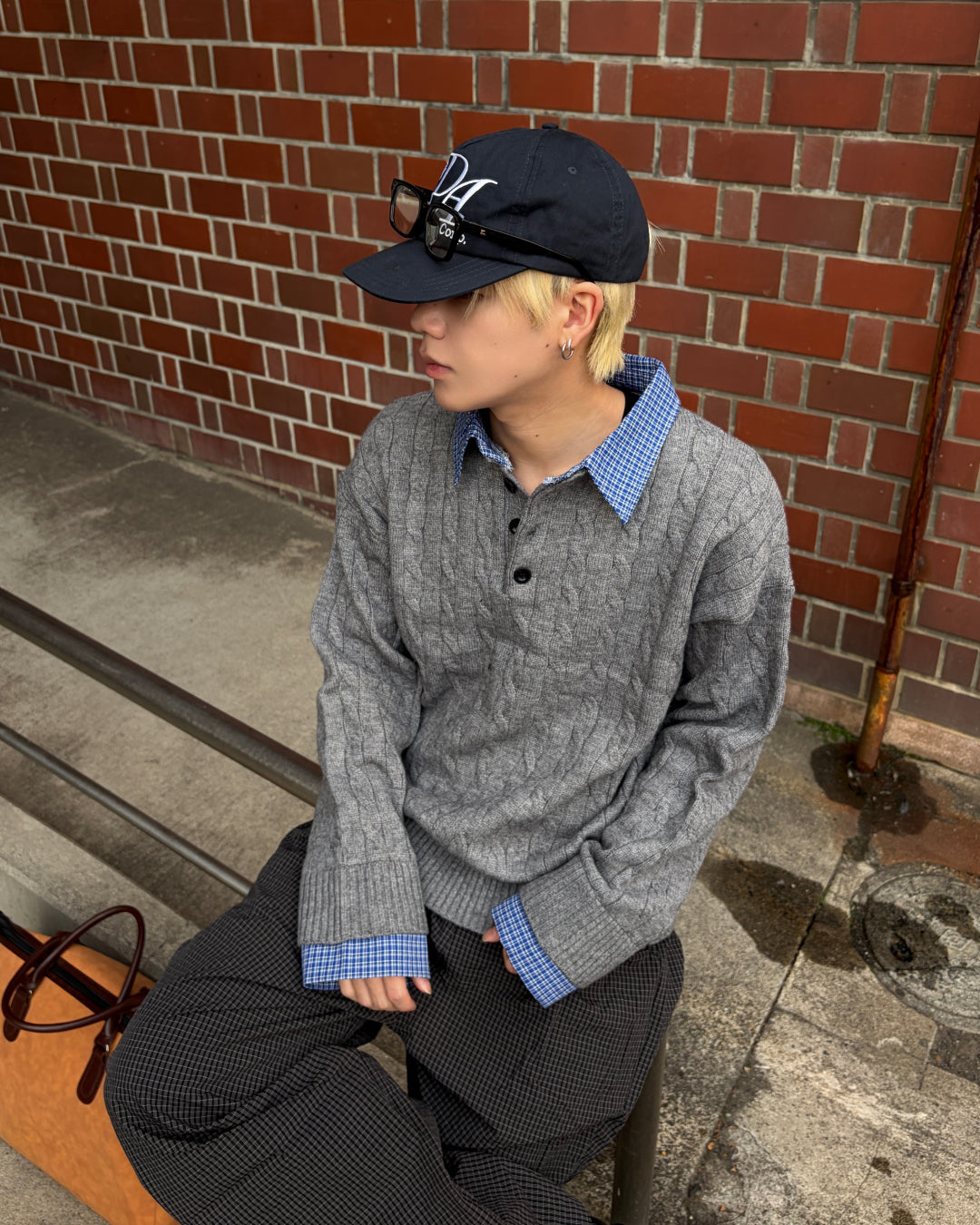 レイヤードケーブルニットシャツ MO3058