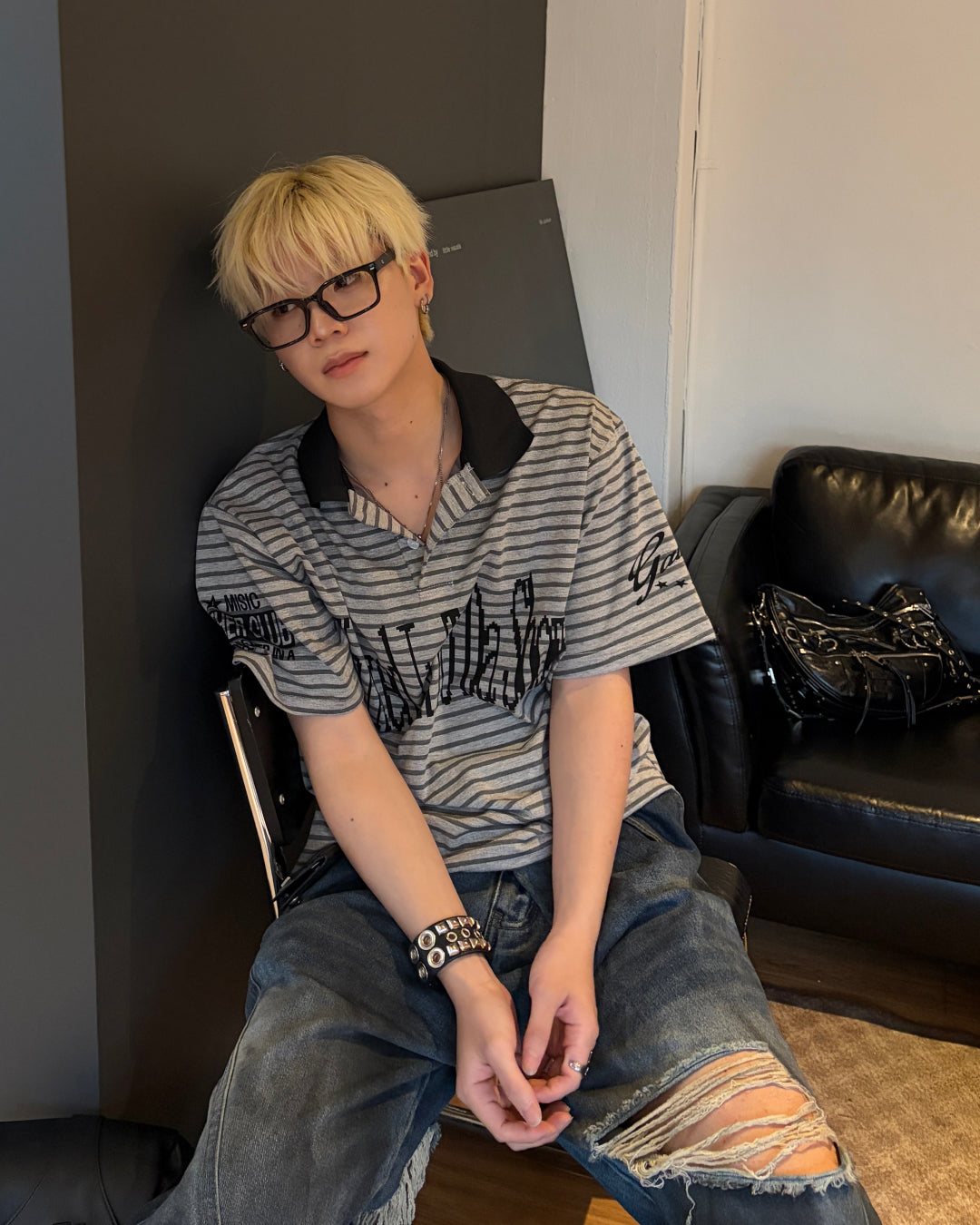 レタリングボーダーポロシャツ MO3097