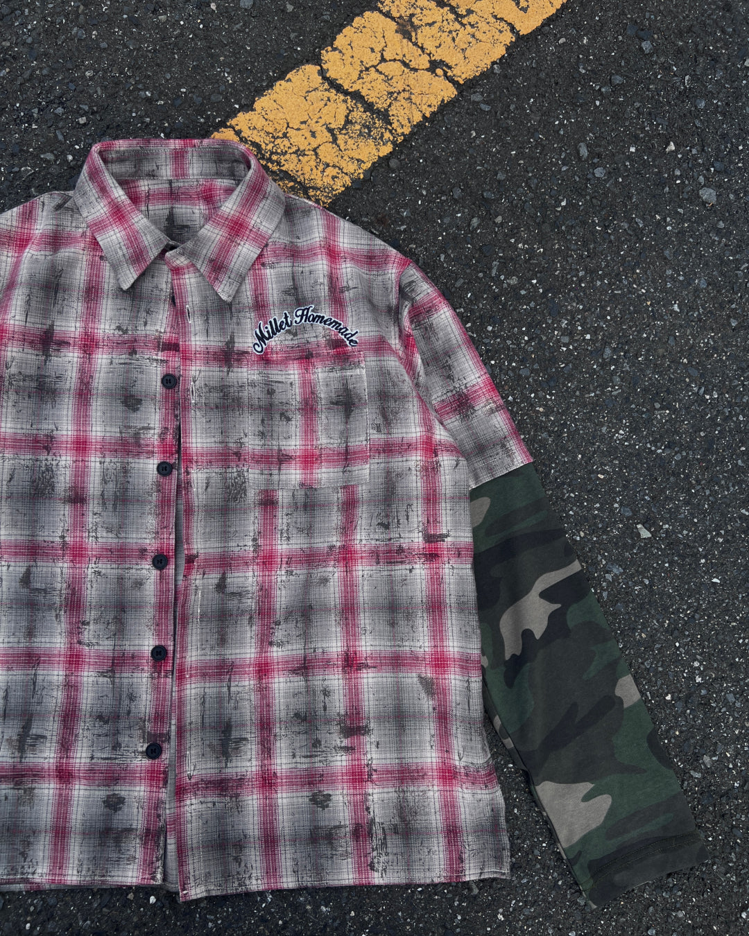 【即納】レイヤードチェックシャツ MO5004