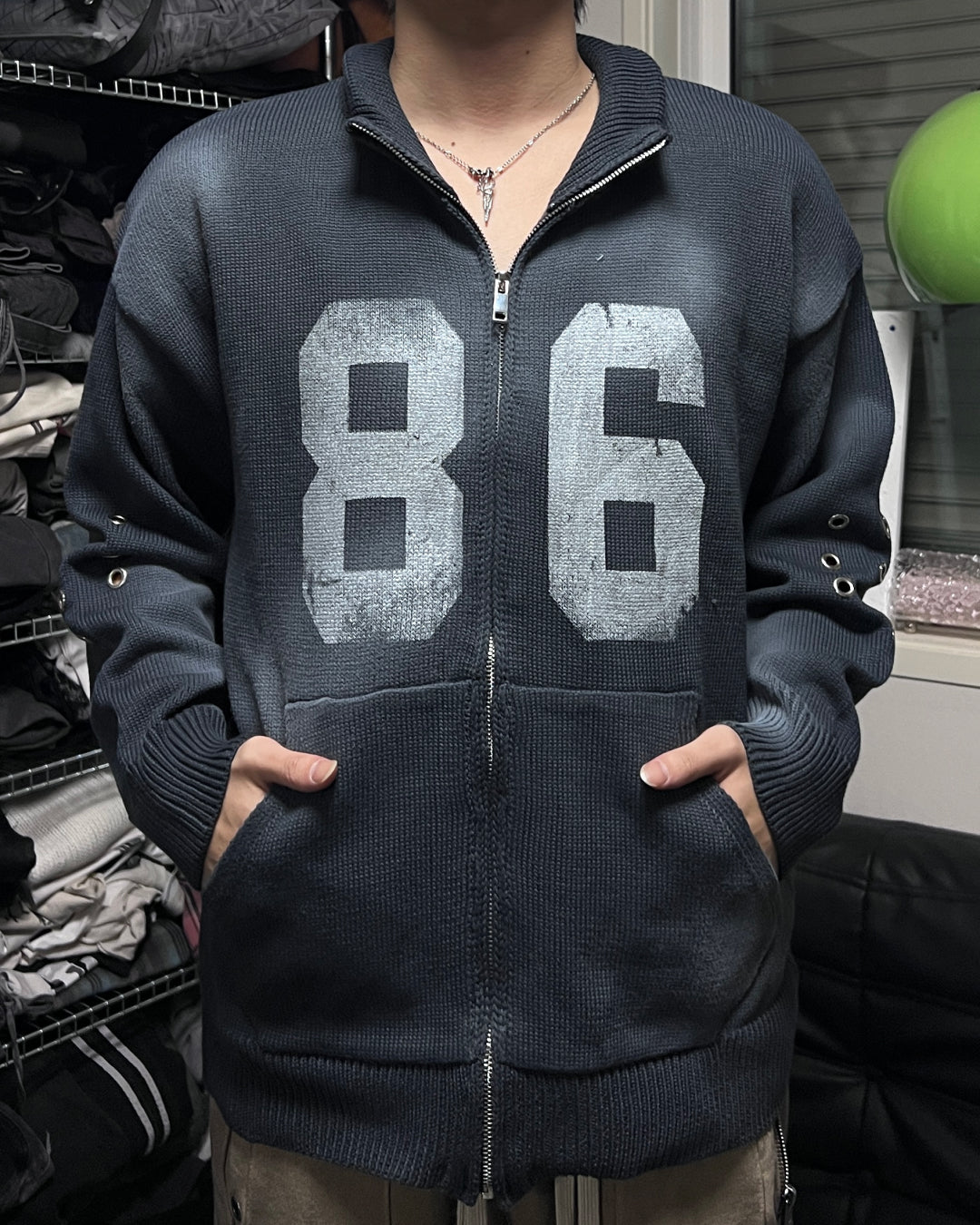 【即納】ナンバリングジップアップニット MO5013