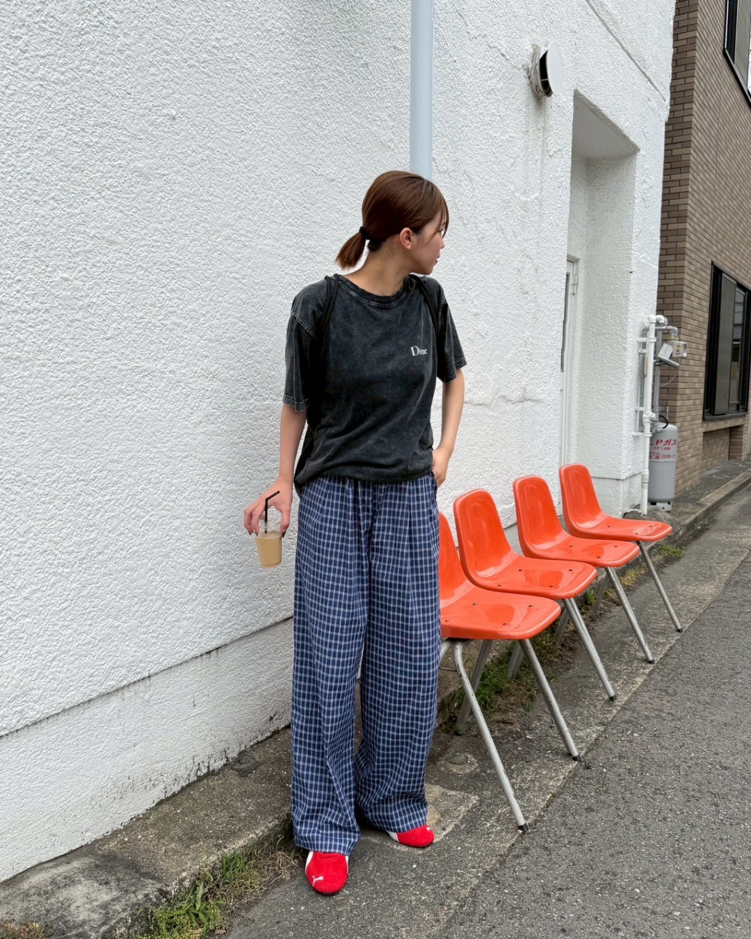 ブルーレトロチェックパンツ MX0025