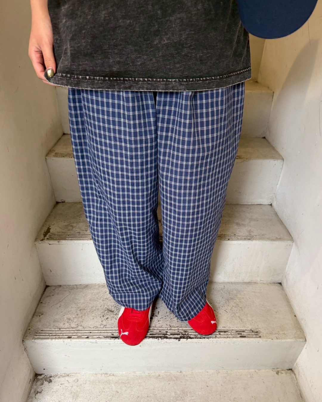 ブルーレトロチェックパンツ MX0025