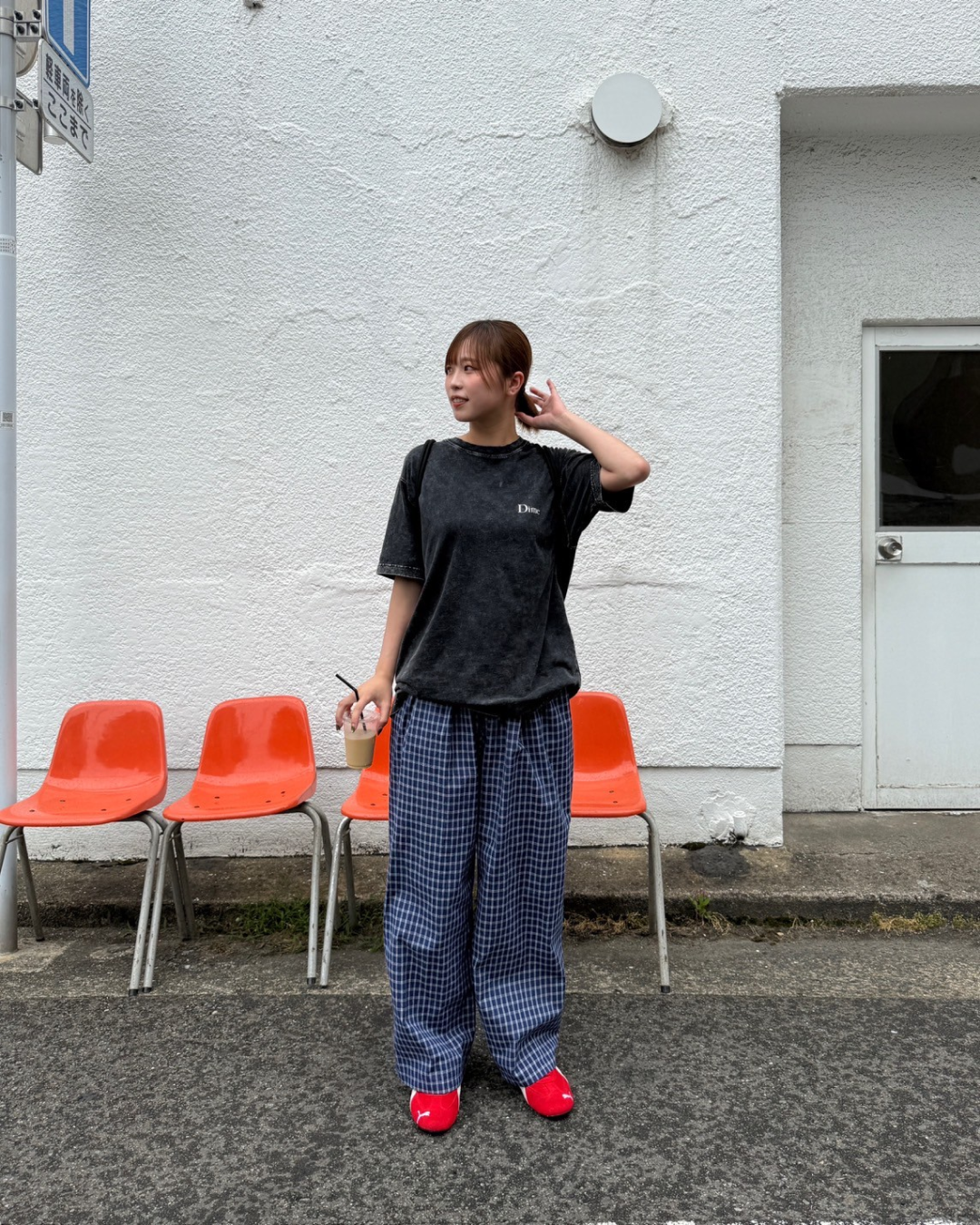 ブルーレトロチェックパンツ MX0025