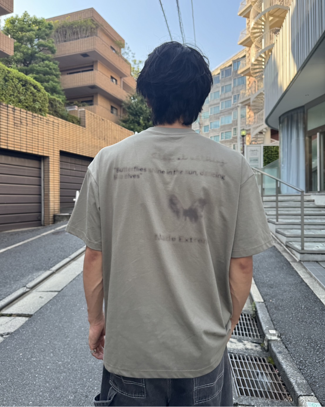 カーキグリーンプリントTシャツ NA1041