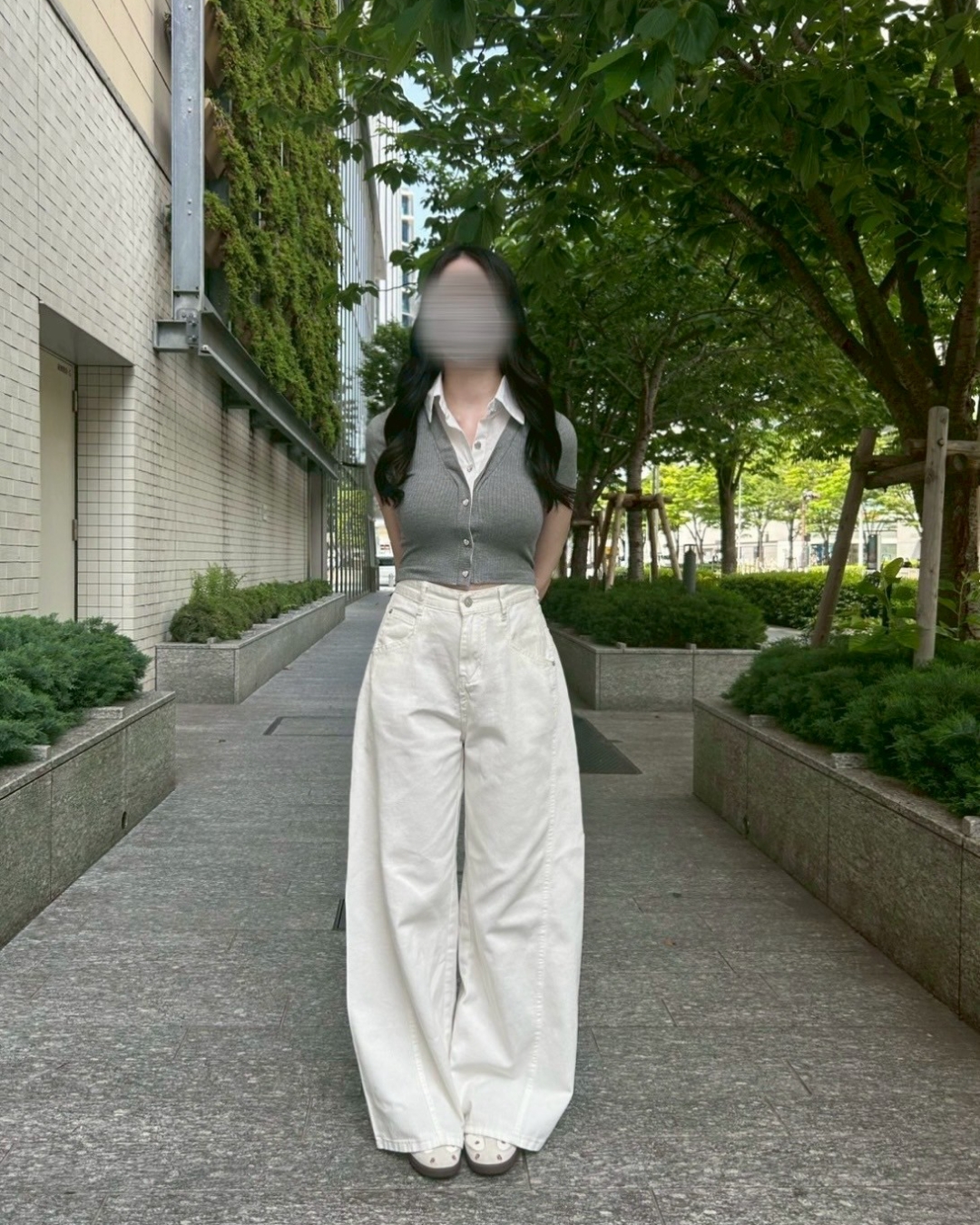 ホワイトワイドデニムパンツ NO0003