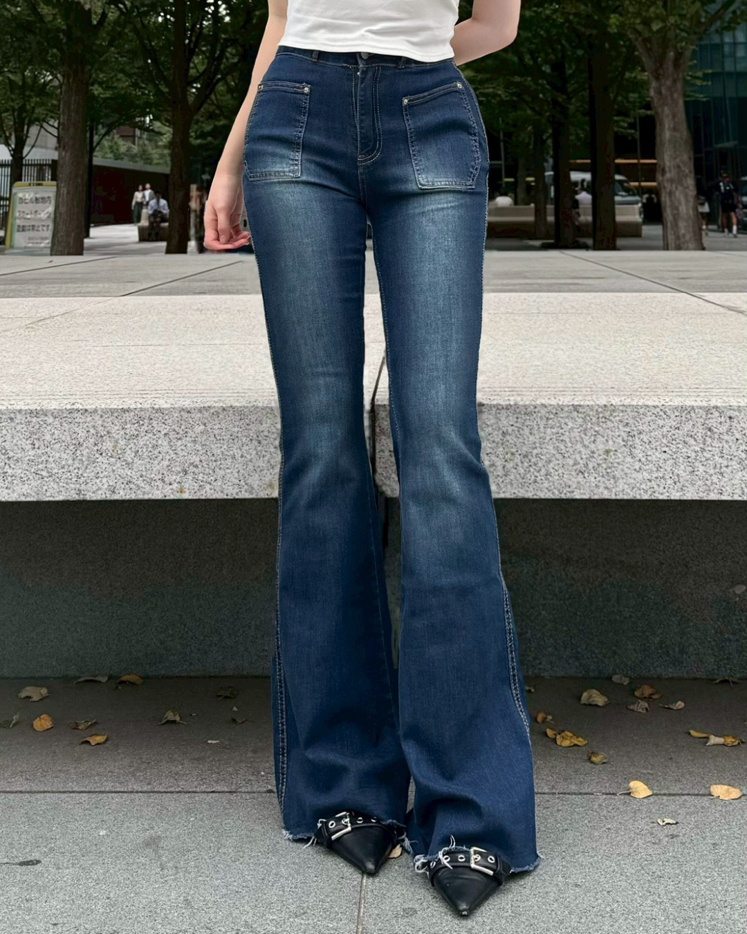 ウォッシュデザインブーツカットデニムパンツ NO0142