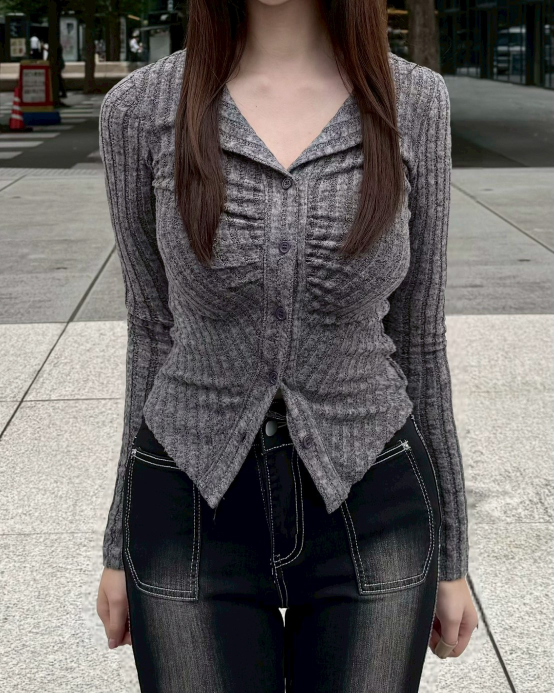 フロントギャザーリブニット NO0145