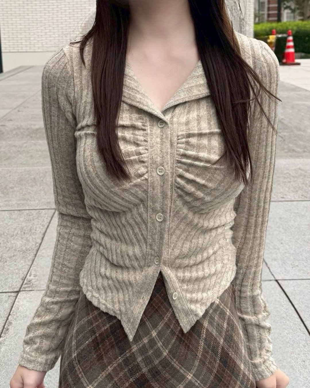 フロントギャザーリブニット NO0145