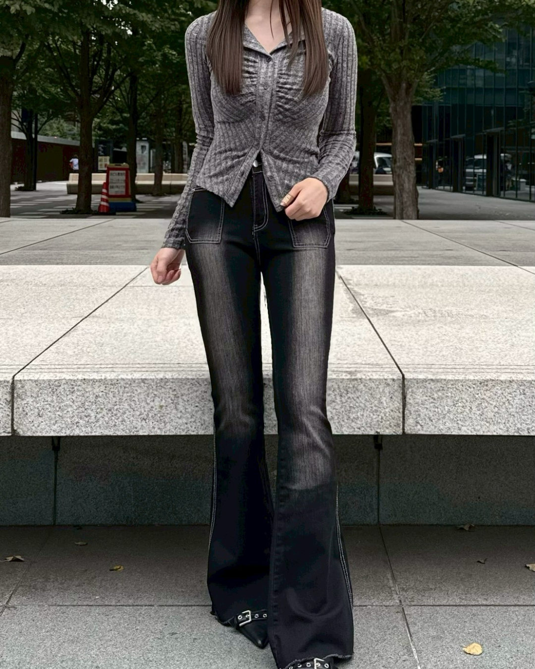 フロントギャザーリブニット NO0145