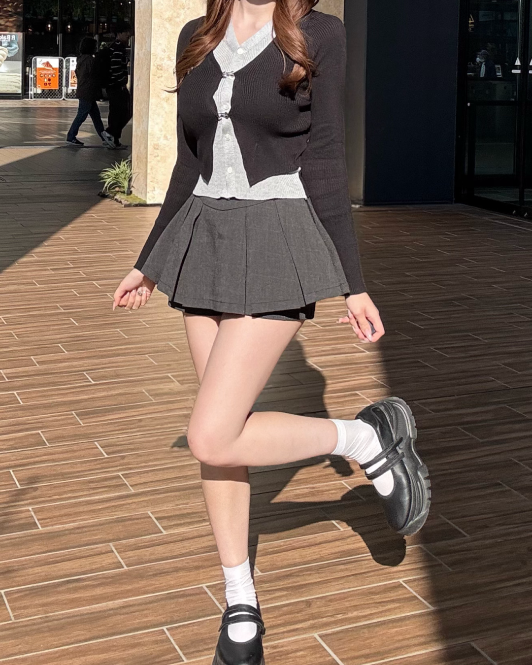 2ピースバイカラーカーディガン NO0152