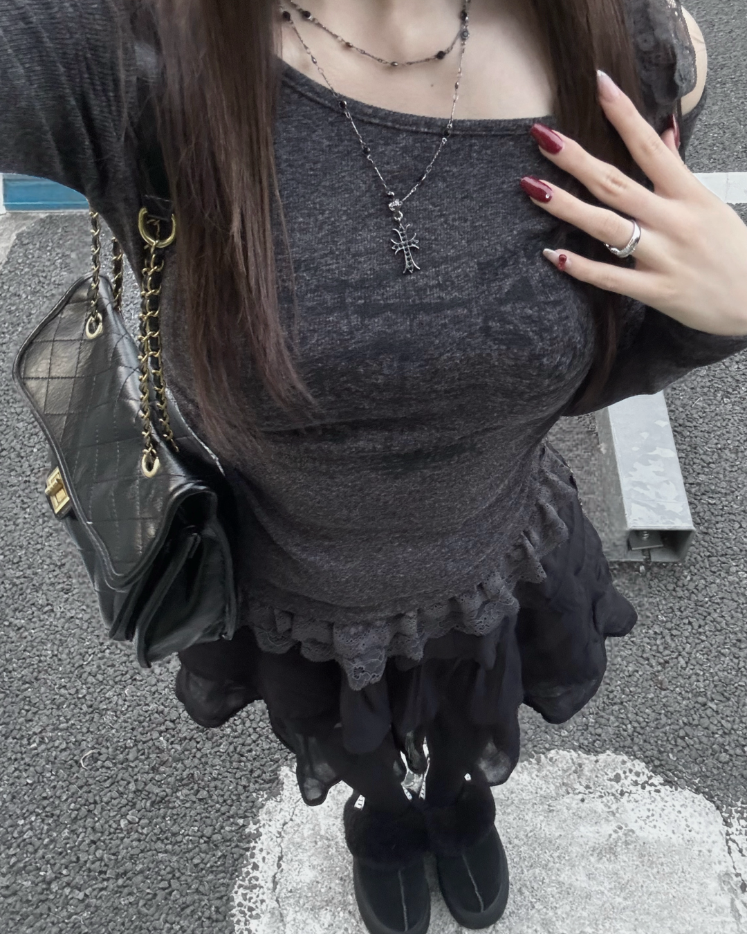 【即納】レースリボンワンショルダーニット NO5002