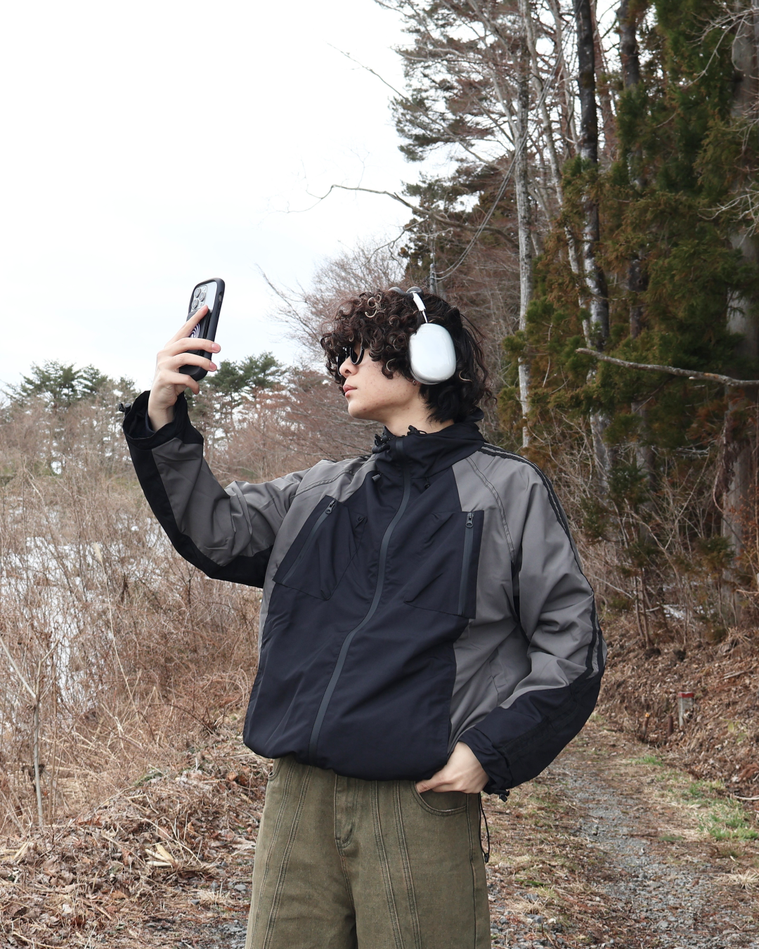 Striped bicolor multi-pocket jacket OK0001
