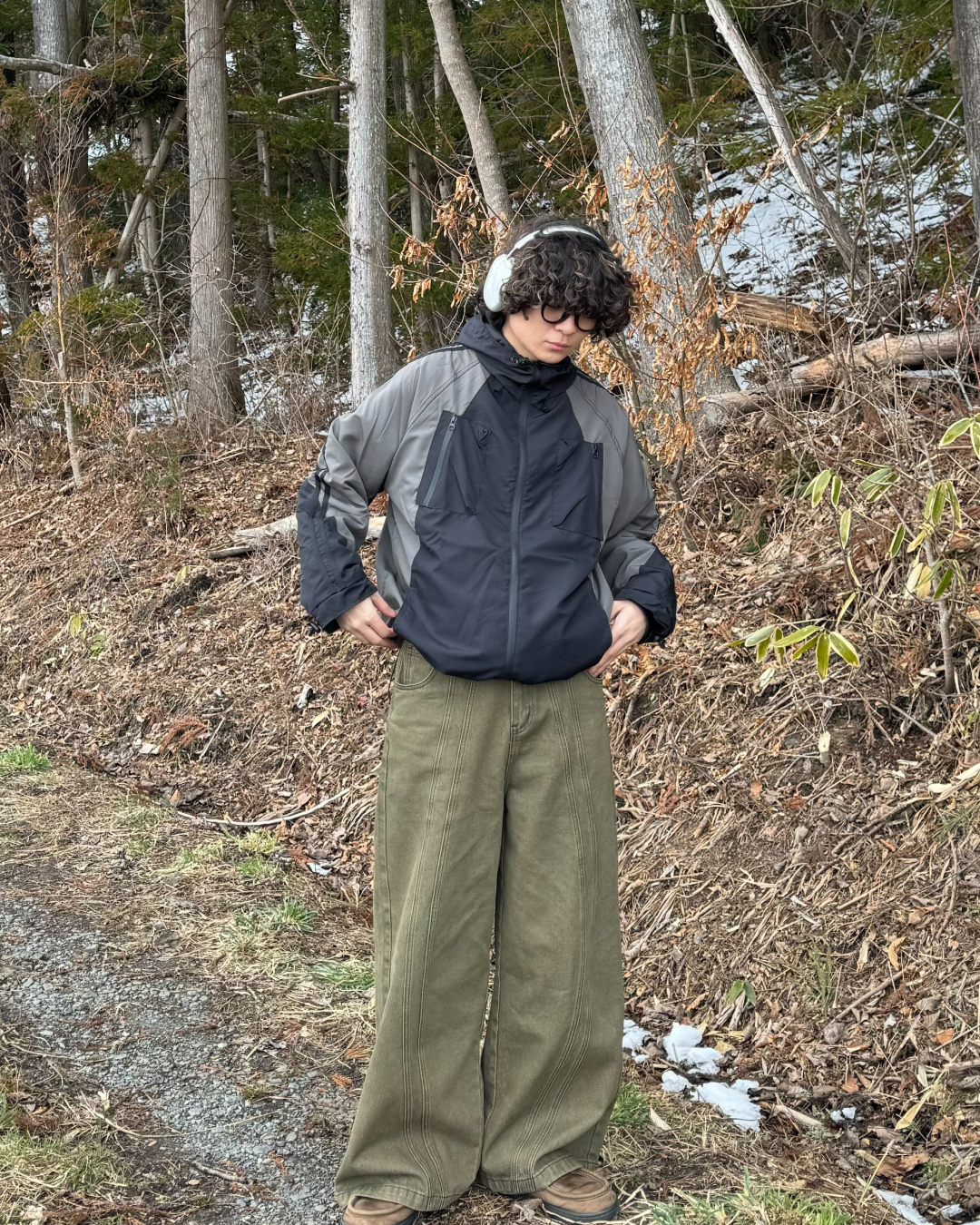 Striped bicolor multi-pocket jacket OK0001