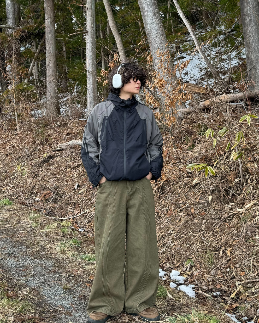 Striped bicolor multi-pocket jacket OK0001