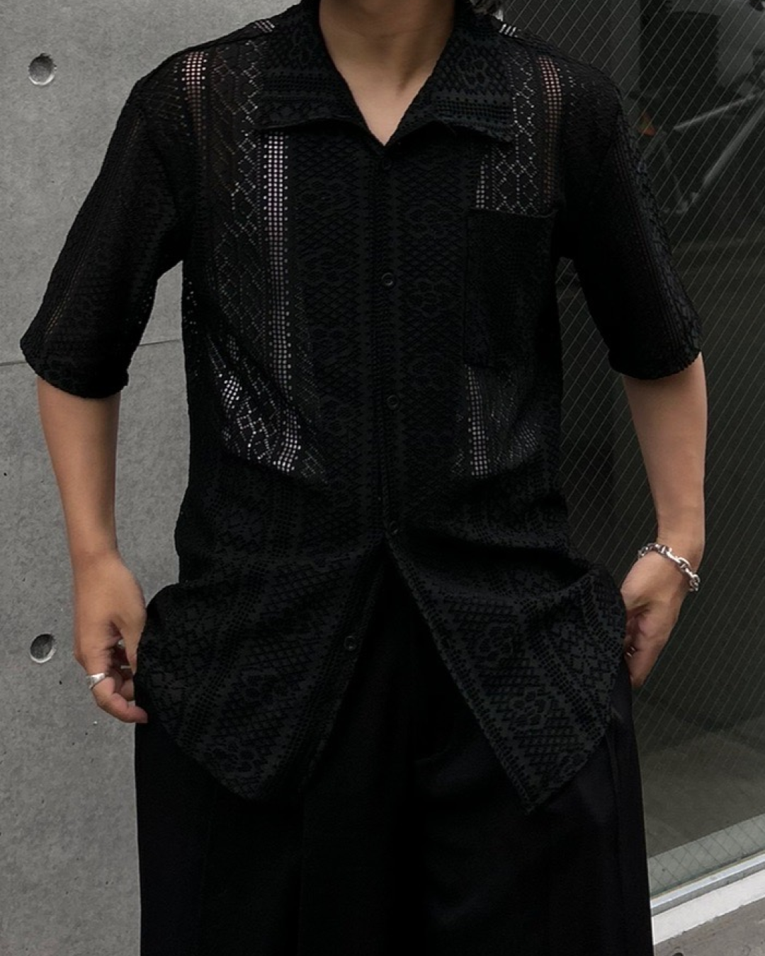 ブラックレースサマーシャツ RG1017