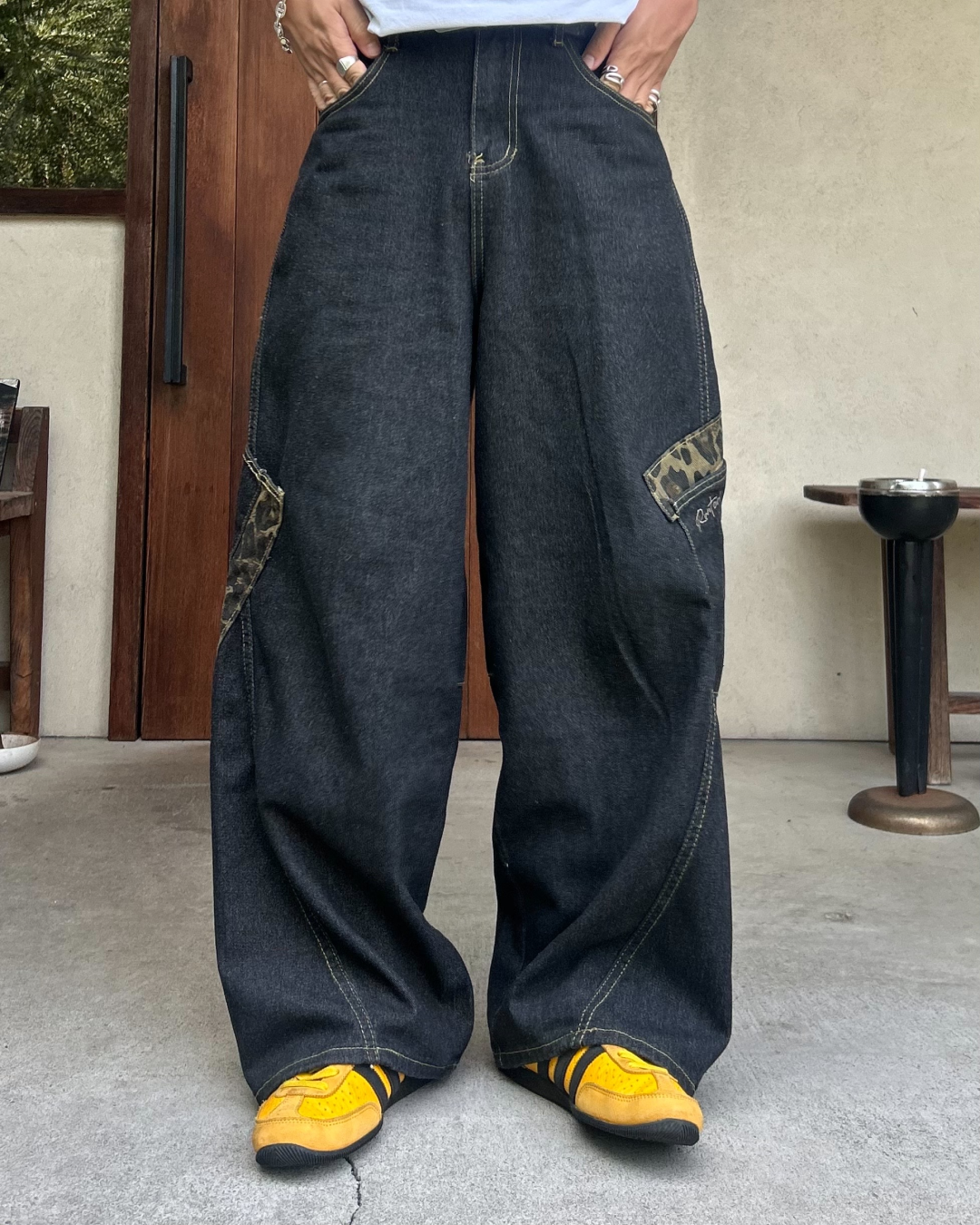 【即納】レオパードポケットデニムパンツ RG1062