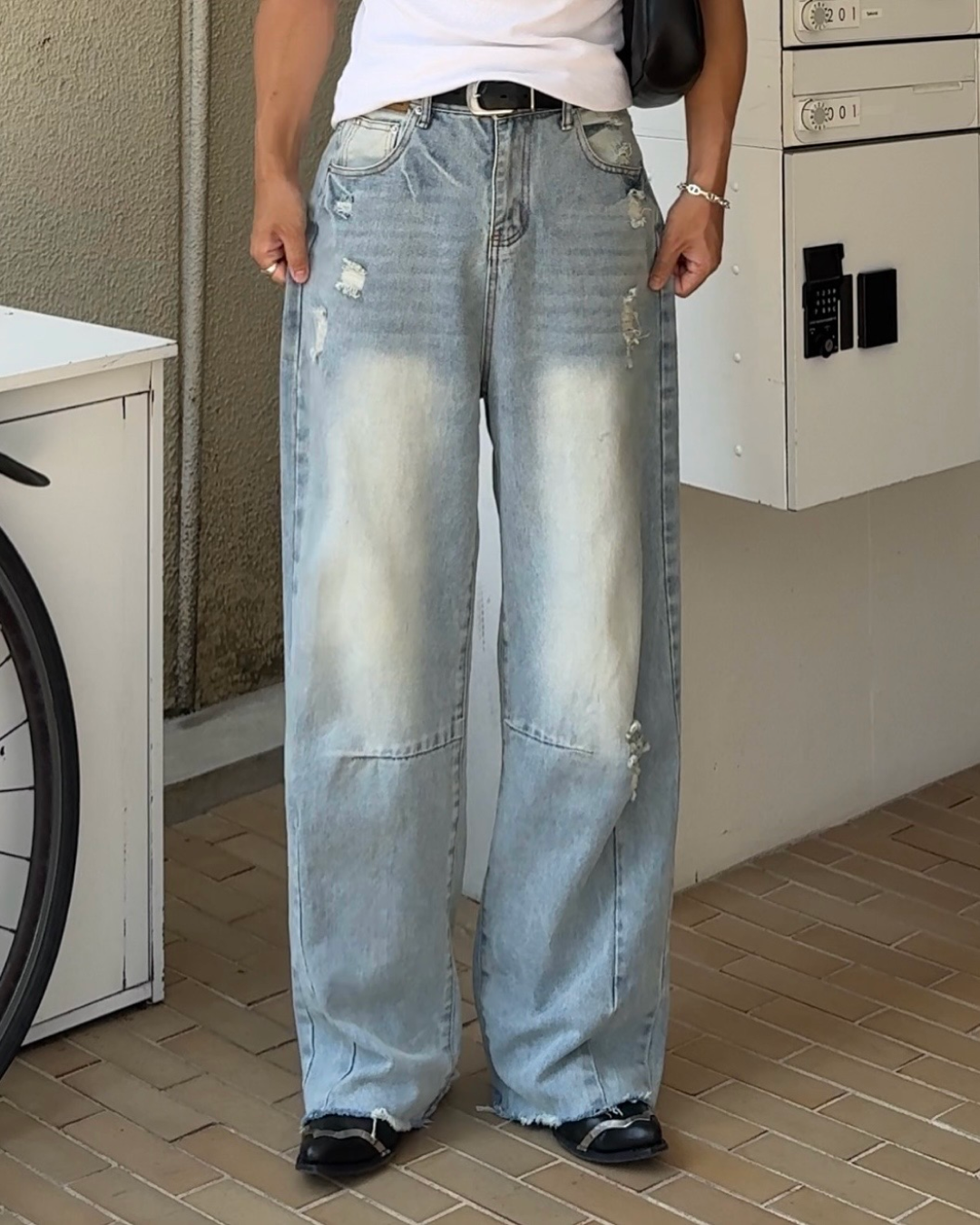 ポイントダメージデニムパンツ RG1105
