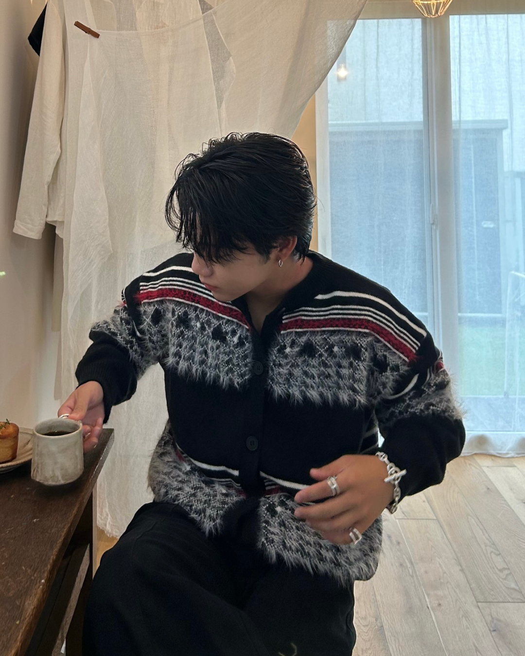 【即納】シャギーライン デザインカーディガン RG5007