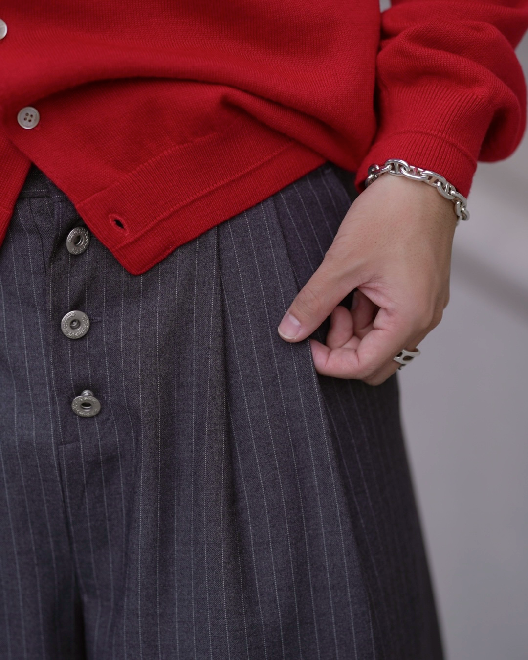 【11/25 19:00販売開始 オリジナル 即納】ボタンフライ2タックストライプスラックス RG6000