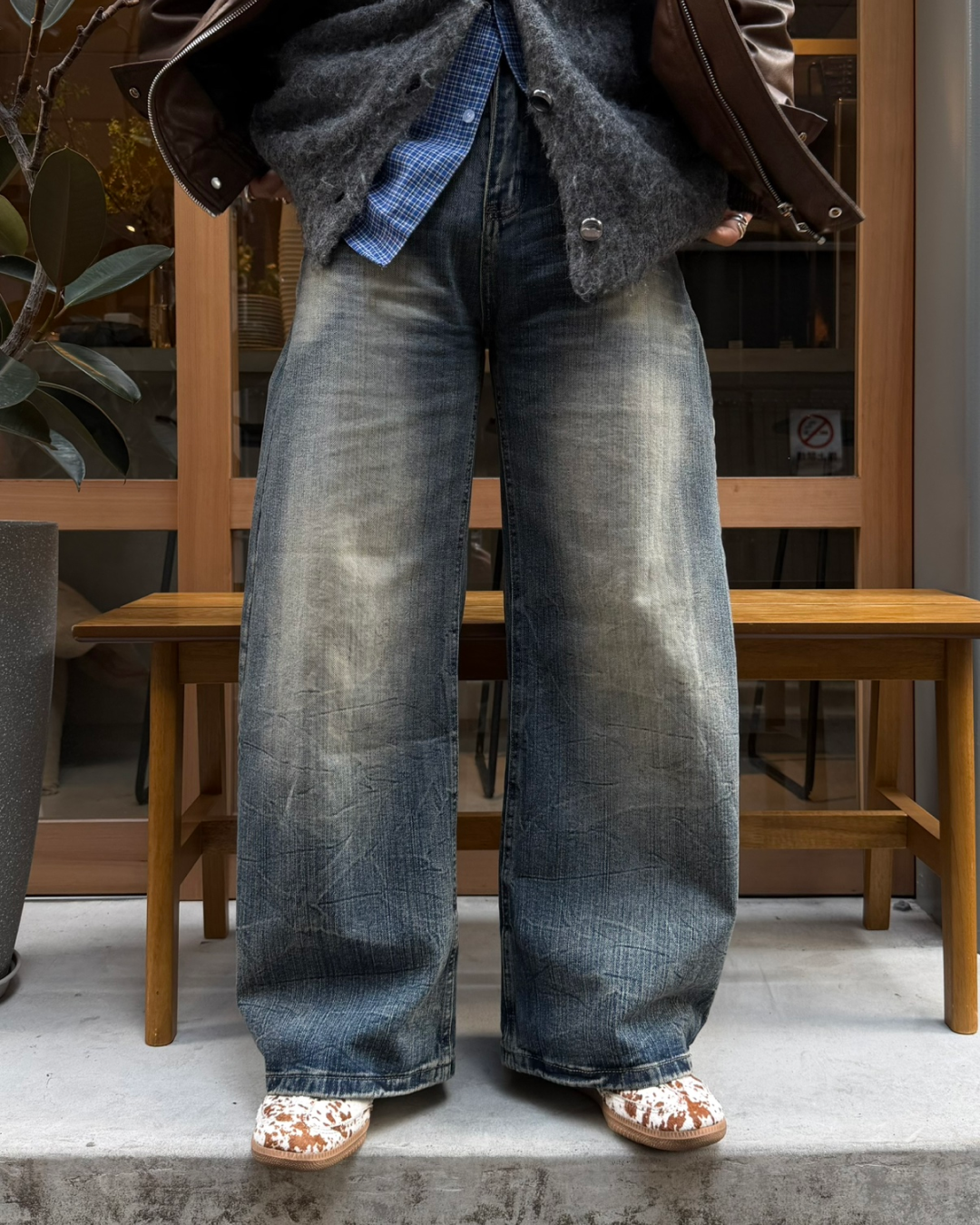 ウォッシュワイドレッグジーンズ RG7143