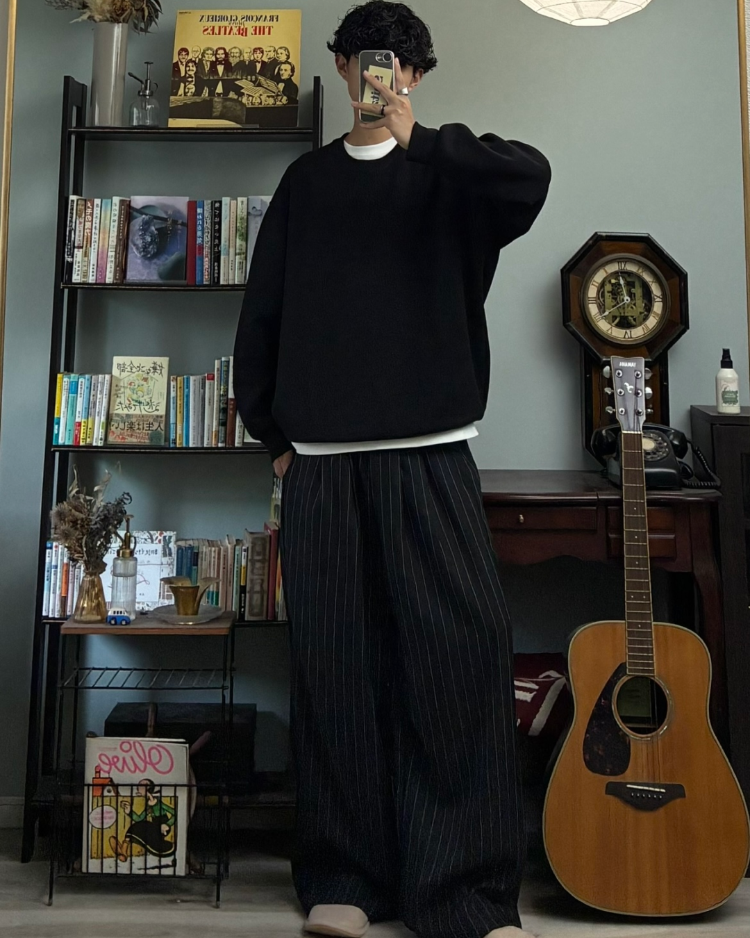 ワイドレッグストライプパンツ RR0103