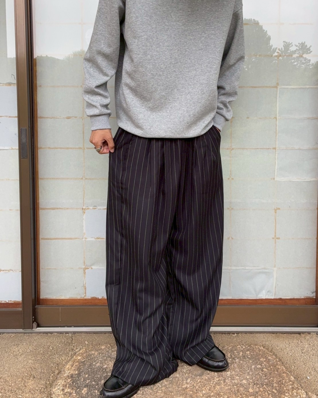 ワイドレッグストライプパンツ RR0103