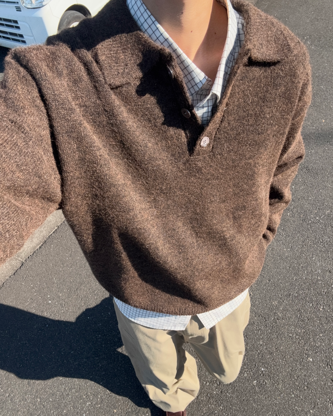 ウールブレンドシャギーニットポロ RR0131