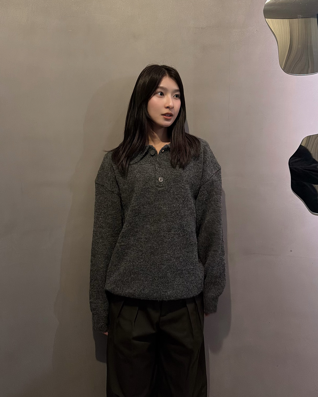 ウールブレンドシャギーニットポロ RR0131