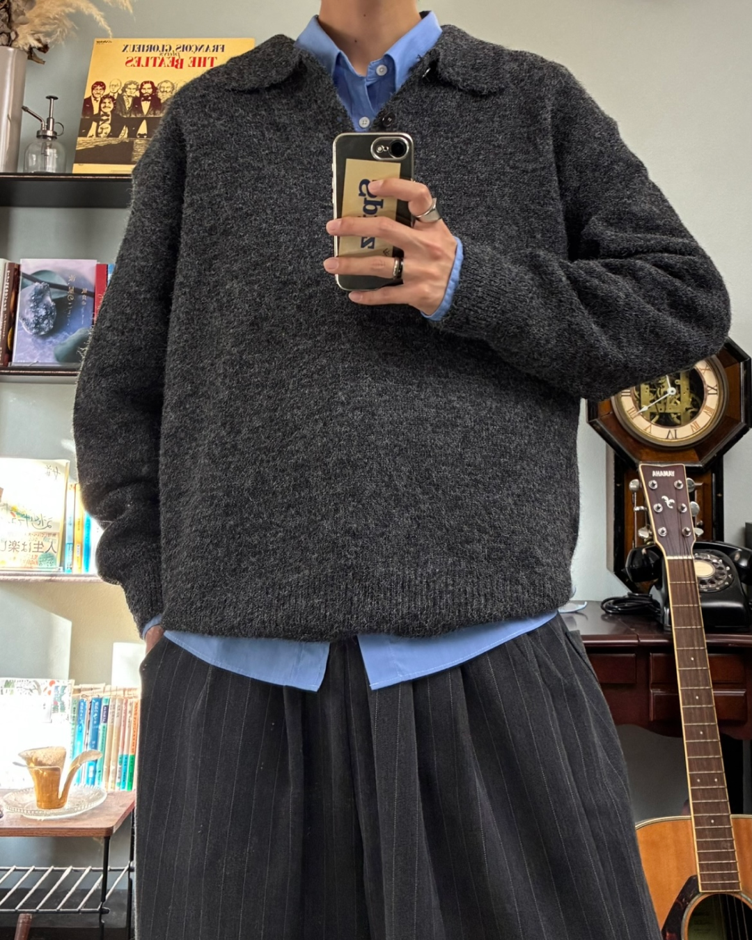 ウールブレンドシャギーニットポロ RR0131